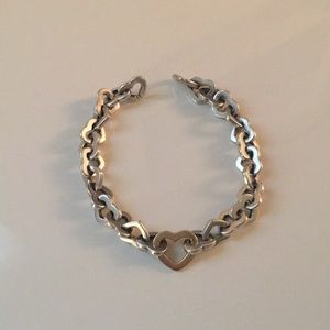 Tiffany 750 925 two tone heart link bracelet